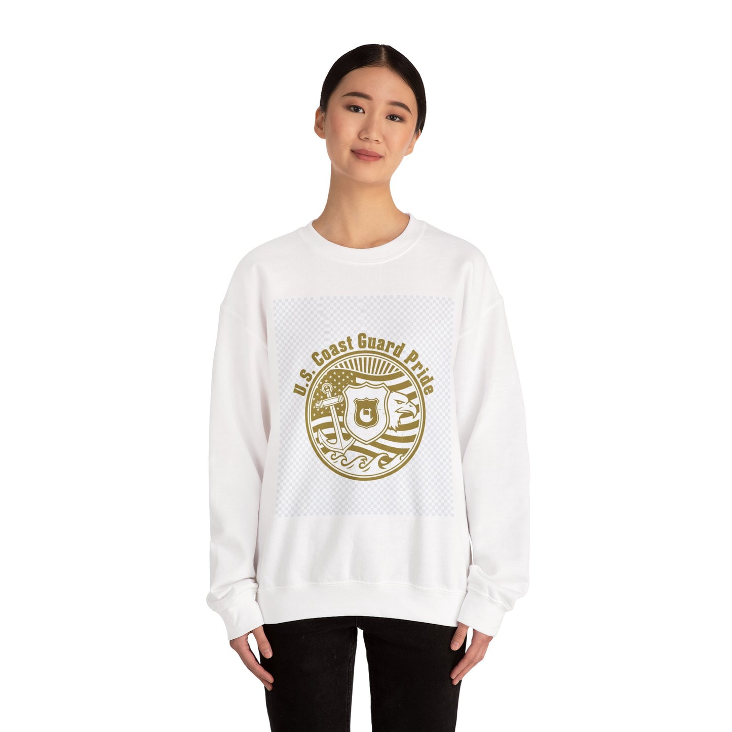 Crewneck Sweatshirt — U.S. Coast Guard Pride Gold Emblem