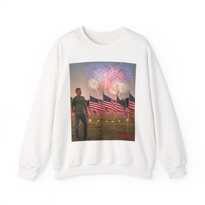 Patriotic Fireworks Crewneck Sweatshirt — American Flags & Fireworks Design