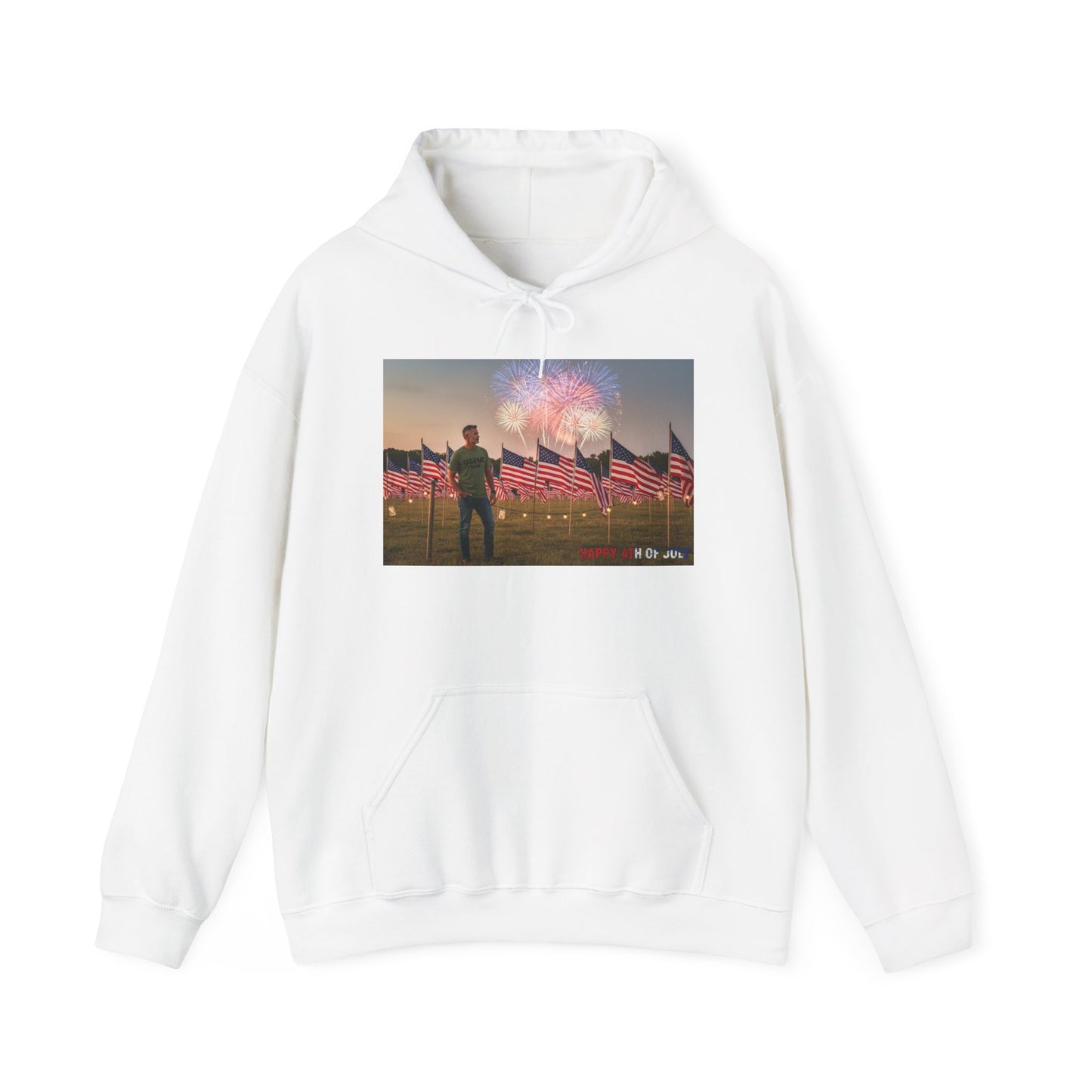 American Flag Field Hoodie — Patriotic Fireworks Memorial Day 4th of July Sweatshirt