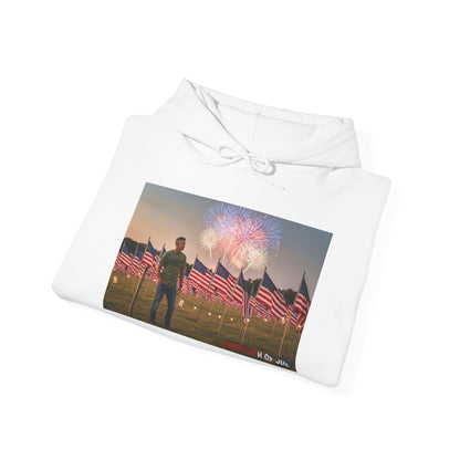 American Flag Field Hoodie — Patriotic Fireworks Memorial Day 4th of July Sweatshirt