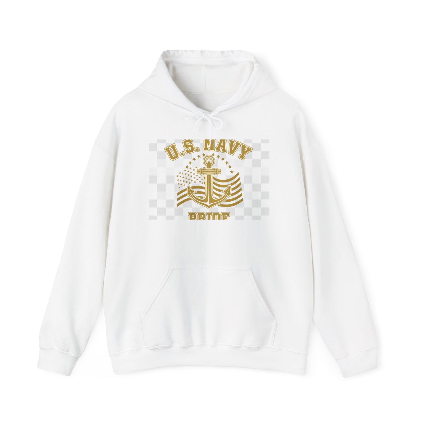 U.S. Navy Anchor Hoodie — Vintage Gold Military Emblem Pullover