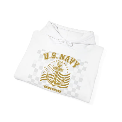 U.S. Navy Anchor Hoodie — Vintage Gold Military Emblem Pullover