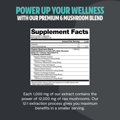 Organic Mushroom Complex Supplement Capsules