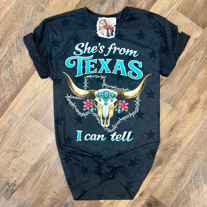 She’s From Texas I Can Tell | Boot Scootin’ Graphic T-Shirt