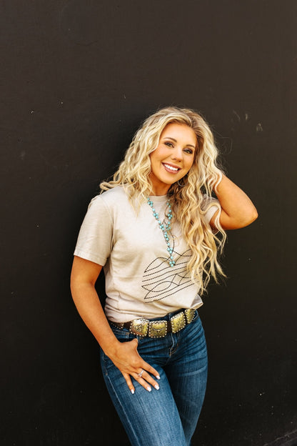 The Original, Viral Boot Stitch Western Graphic Tee - Pink